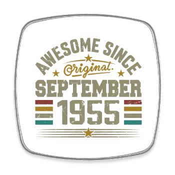 September 1955 Geschenk gebaut September 1955 - Viereckiger Kühlschrankmagnet - Weiß - Vorne
