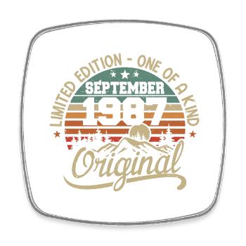 Birthday September 1987 Gift September 1987 - Square fridge magnet - white - Front