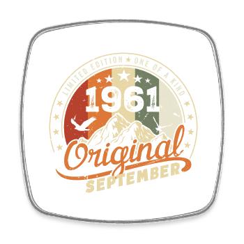 Cadeau D'anniversaire Vintage Né en Septembre 1961 - Magnet carré - blanc - Devant