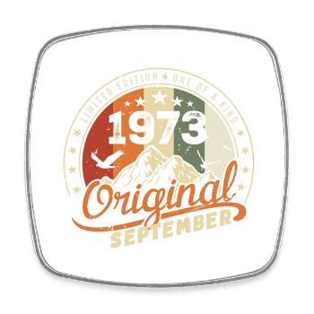 Vintage Birthday Gift Born September 1973 - Square fridge magnet - white - Front