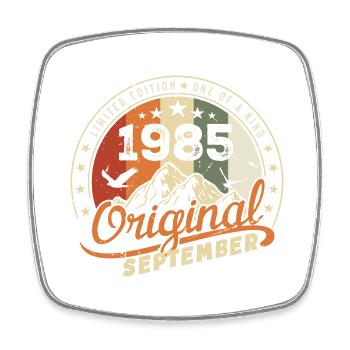 Vintage Birthday Gift Born September 1985 - Square fridge magnet - white - Front