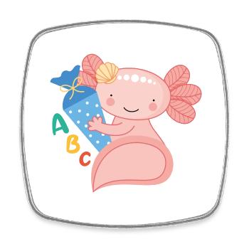 Axolotl with school cone school enrollment school child - Square fridge magnet - white - Front