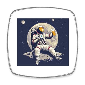 ASTRONAUT BEACH BEER - Square fridge magnet - white - Front