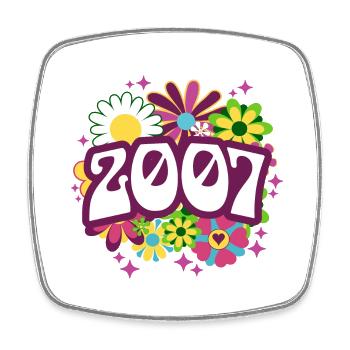 Rétro Groovy Année 2007 Femme 18 Ans Anniversaire - Magnet carré - blanc - Devant