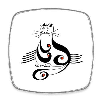 Cat - Square fridge magnet - white - Front