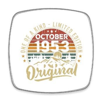 Cadeau Anniversaire | Millésime Né(e) Octobre 1953 - Magnet carré - blanc - Devant