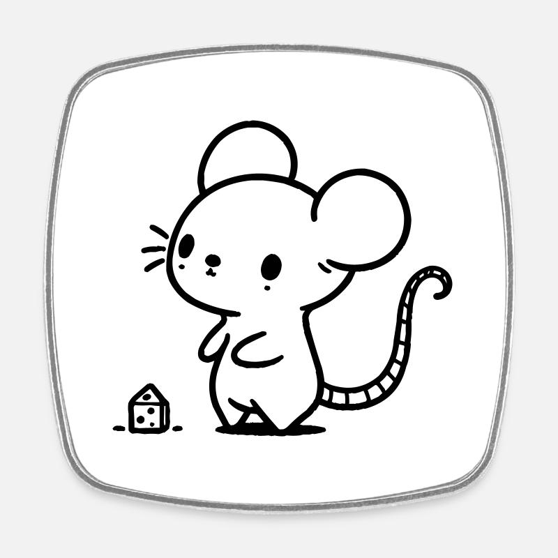 Mouse - Square fridge magnet - white