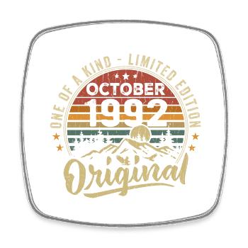Birthday Gift | Vintage Born October 1992 - Square fridge magnet - white - Front