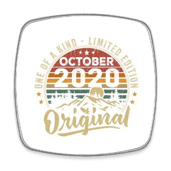 Birthday Gift | Vintage Born October 2020 - Square fridge magnet - white - Front