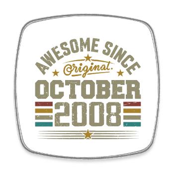Born in October 2008 | Birthday October 2008 - Square fridge magnet - white - Front