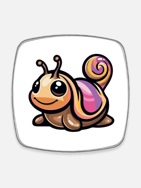 schnecke comic - Viereckiger Kühlschrankmagnet - Weiß
