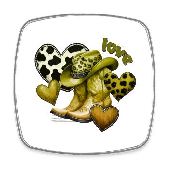 Cowboy Funny Women Hat Wild Western Rodeo Music - Square fridge magnet - white - Front