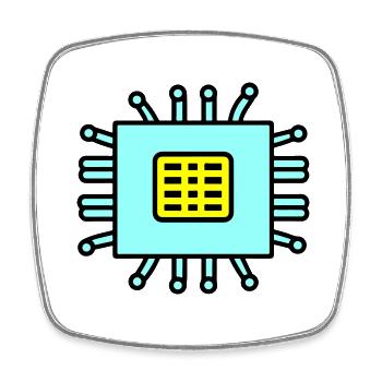 Digital Computer Chip Icon - Viereckiger Kühlschrankmagnet - Weiß - Vorne