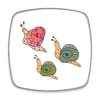 Escargots - Magnet carré - blanc - Devant