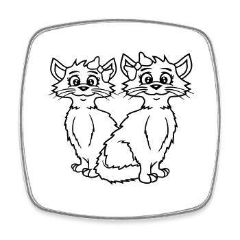 2 Cats Girls Women Girlfriends Bow Team - Square fridge magnet - white - Front