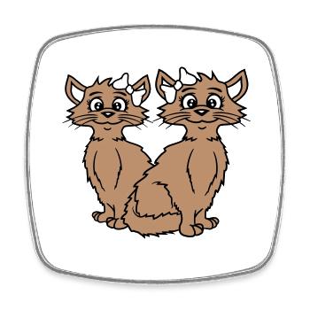 2 Chats Filles Femmes Petites amies Arc Équipe - Magnet carré - blanc - Devant