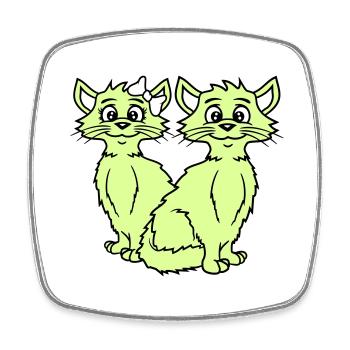 Two Cats Couple 2 Romantic Couple in Love - Square fridge magnet - white - Front