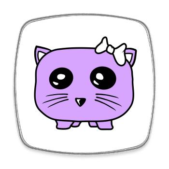 Girl Cat Pretty Bow Little Hamster Woman - Square fridge magnet - white - Front