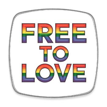 Free to love - LGBT - Viereckiger Kühlschrankmagnet - Weiß - Vorne