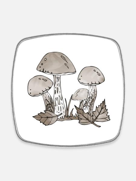 Pilze - Viereckiger Kühlschrankmagnet - Weiß