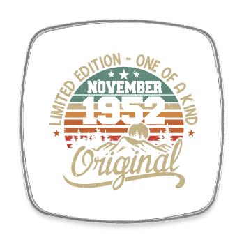 Retro November - November 1952 Birthday Gift - Square fridge magnet - white - Front