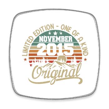 Novembre Rétro - Cadeau Anniversaire Novembre 2015 - Magnet carré - blanc - Devant