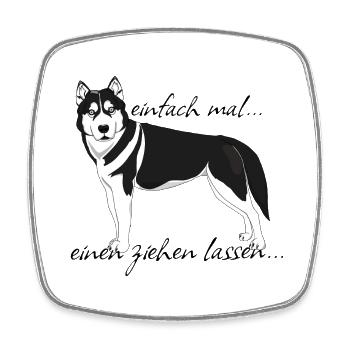 Husky "einfach mal einen ziehen lassen..." - Viereckiger Kühlschrankmagnet - Weiß - Vorne
