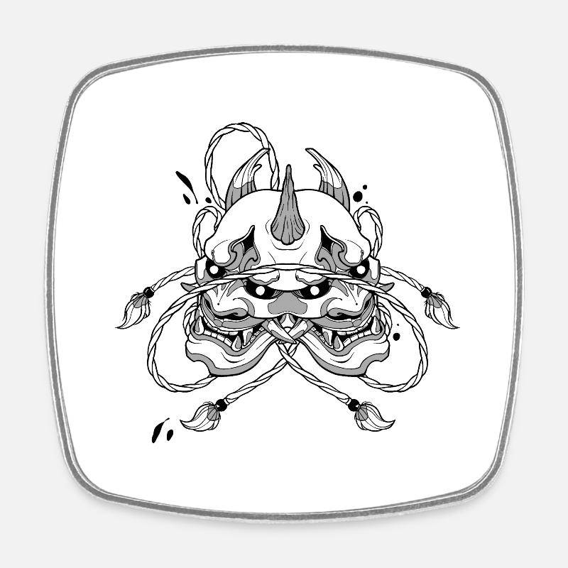 Double mask Oni - Magnet carré - blanc