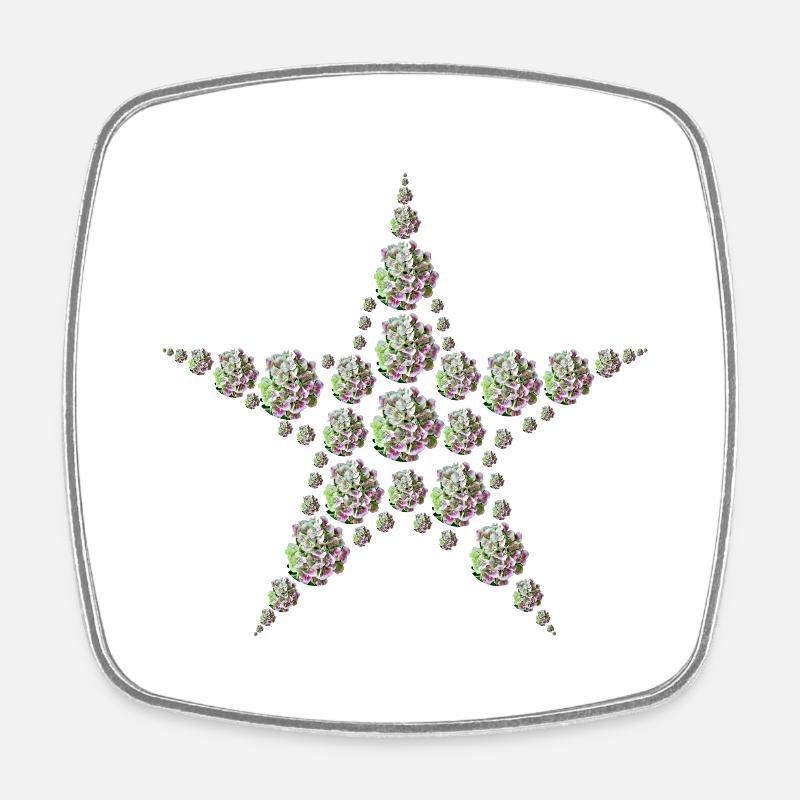 Star made of hydrangeas – elegance meets nature - Square fridge magnet - white