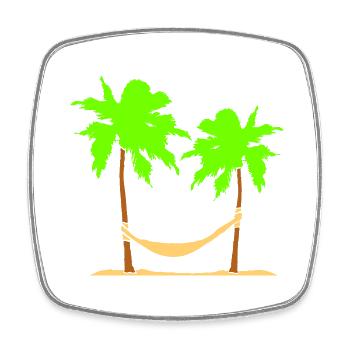 Hammock Under 2 Palm Trees Recreation Beach Sleeping - Square fridge magnet - white - Front