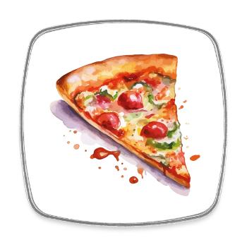 pizza - Magnet carré - blanc - Devant