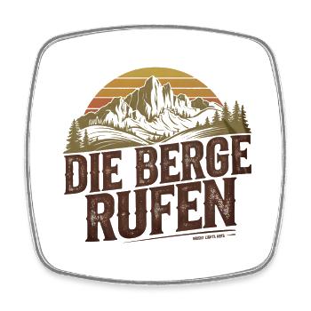 DIE BERGE RUFEN - Rustikales Schild Design - Viereckiger Kühlschrankmagnet - Weiß - Vorne
