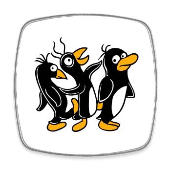 Verrückte Pinguine laufen dumm treten Team Freunde - Viereckiger Kühlschrankmagnet - Weiß - Vorne