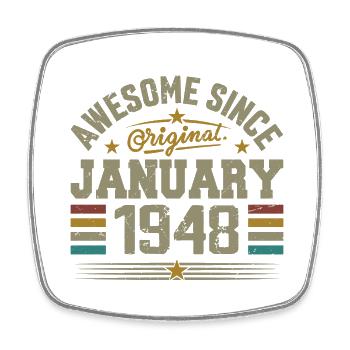 Retro Birthday Gift Born In January 1948 - Square fridge magnet - white - Front