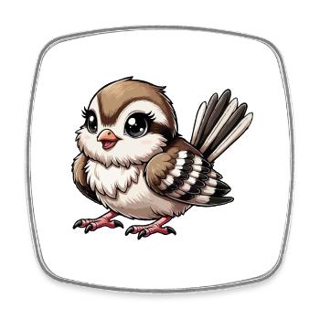 Spatz - Viereckiger Kühlschrankmagnet - Weiß - Vorne