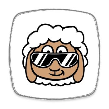 Schaf Sonnenbrille Party Schäfchen Lamm Cool Kopf - Viereckiger Kühlschrankmagnet - Weiß - Vorne