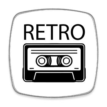 Cassette Oldschool - Design RÉTRO - Magnet carré - blanc - Devant