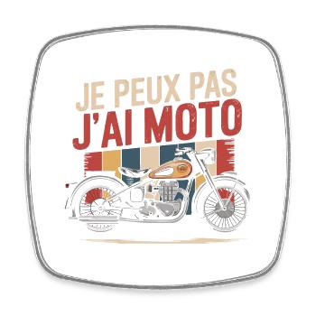 Je peux pas j'ai moto - Magnet carré - blanc - Devant