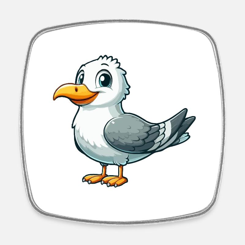 Möwe - Viereckiger Kühlschrankmagnet - Weiß