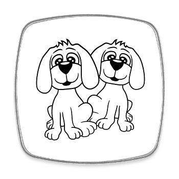 2 chiens équipe assis deux amis équipage heureux - Magnet carré - blanc - Devant