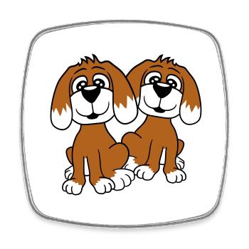 2 chiens équipe assis deux amis équipage heureux - Magnet carré - blanc - Devant