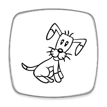 chien assis mignon petit chiot heureux animal de compagnie - Magnet carré - blanc - Devant