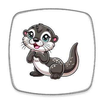 Enfant loutre - Magnet carré - blanc - Devant