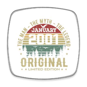 24 Year Old Birthday Gift, Born In January 2001 - Square fridge magnet - white - Front
