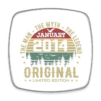 11 Year Old Birthday Gift, Born In January 2014 - Square fridge magnet - white - Front