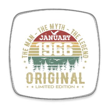 59 Year Old Birthday Gift, Born In January 1966 - Square fridge magnet - white - Front