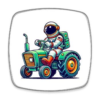 Astronaut Traktor - Viereckiger Kühlschrankmagnet - Weiß - Vorne