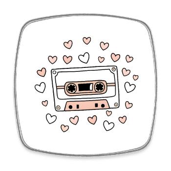 Kassette Liebe Liebhaber Musik 70s Retro Pink Lieb - Viereckiger Kühlschrankmagnet - Weiß - Vorne