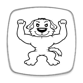 Chien Bodybuilder Muscles forts Gym Haltérophilie - Magnet carré - blanc - Devant
