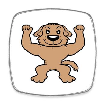 Chien Bodybuilder Muscles forts Gym Haltérophilie - Magnet carré - blanc - Devant